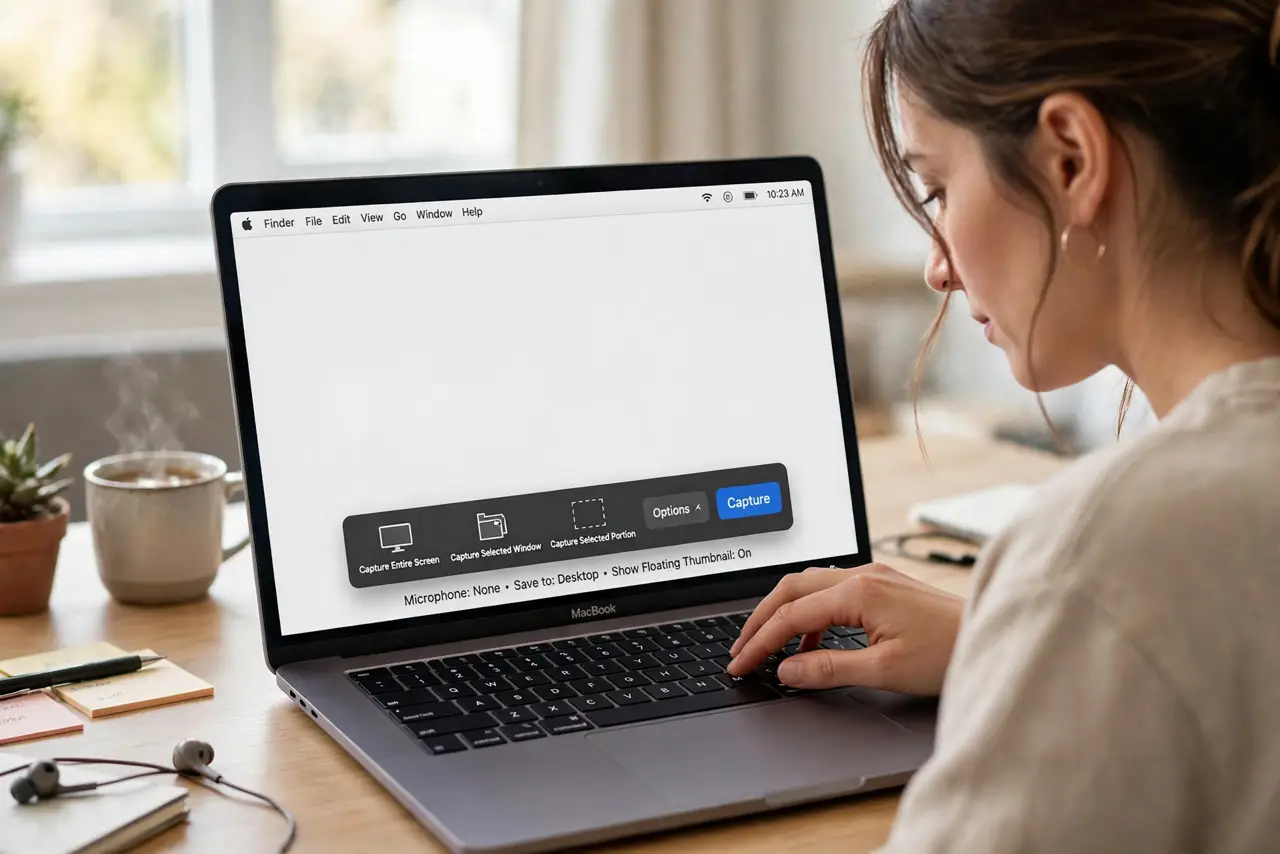 A person performing step 1: Open the Screenshot app.