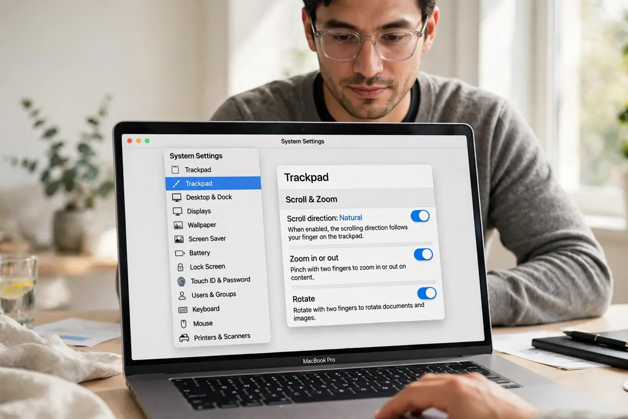 A person calmly performing the guide's first step: Open the scroll settings.