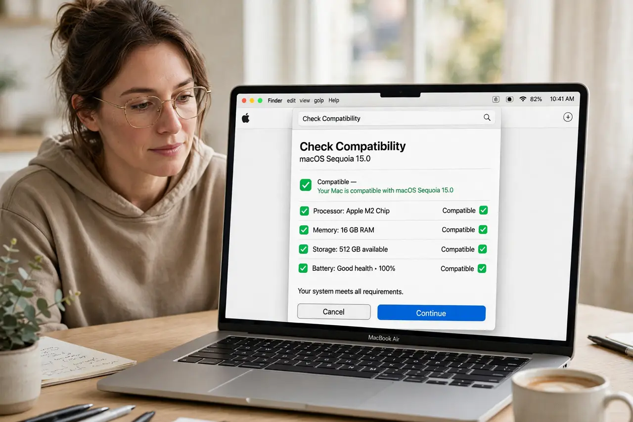 A person calmly performing the guide's first step: Check compatibility.