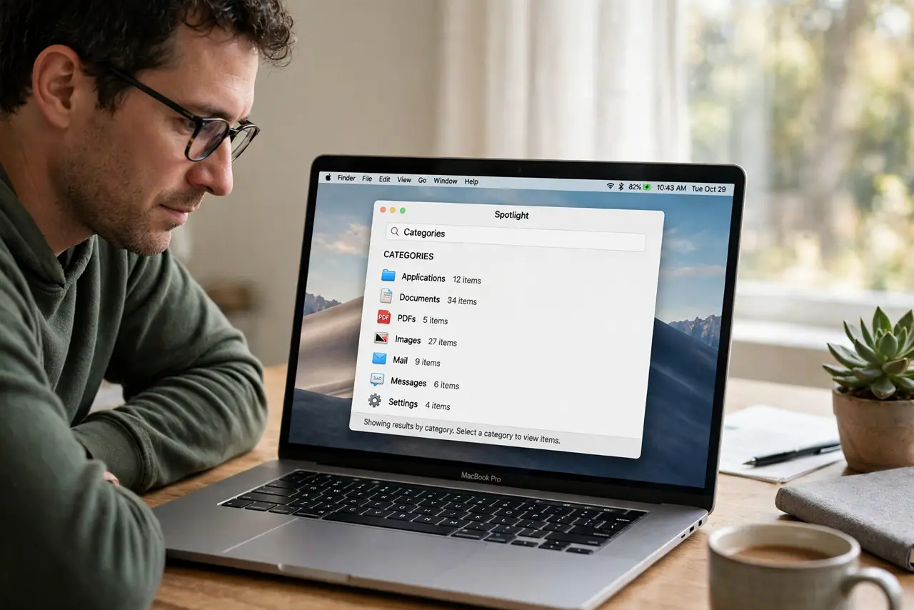 A person performing the first step: Check Spotlight categories.