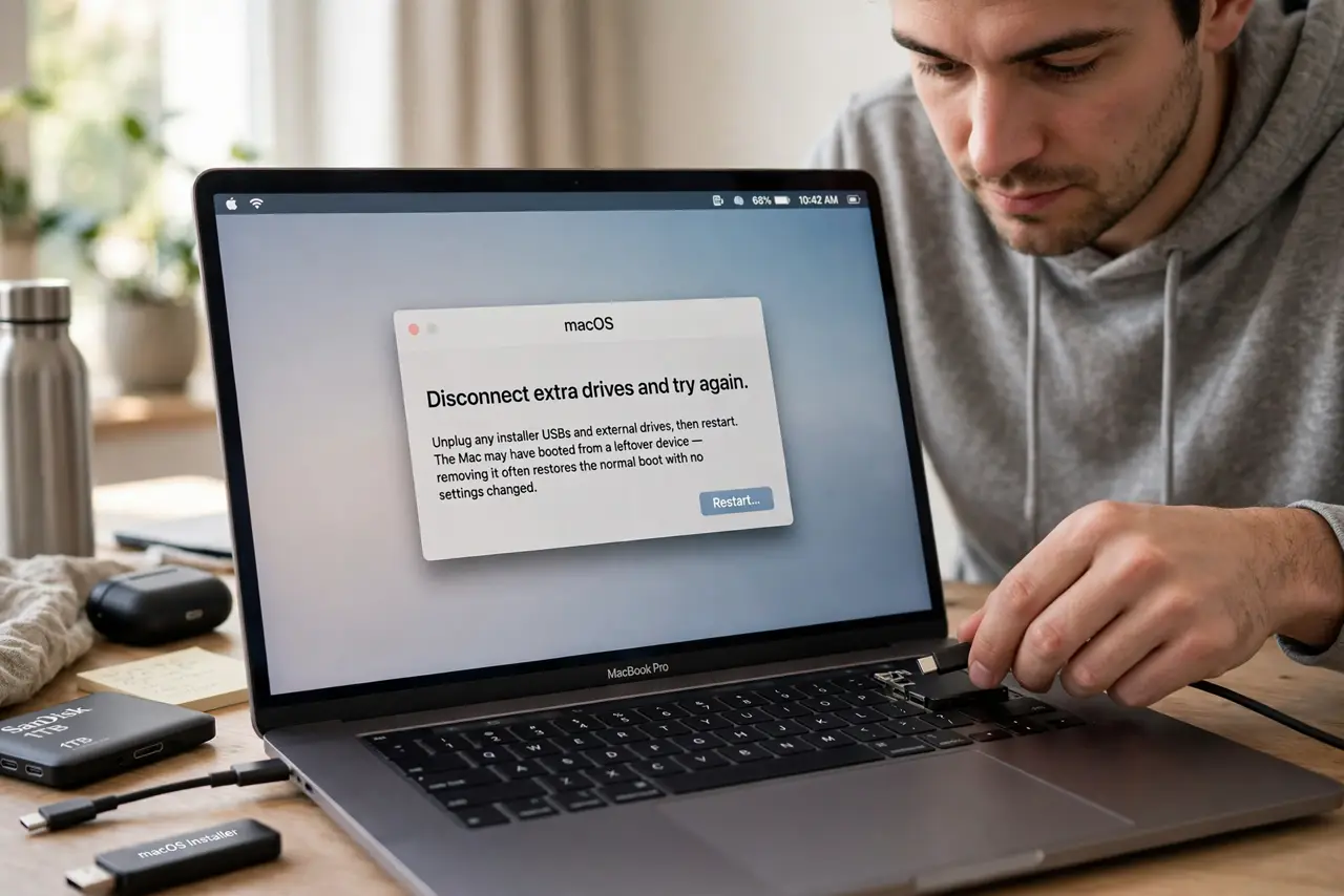 Disconnect extra drives and try again.