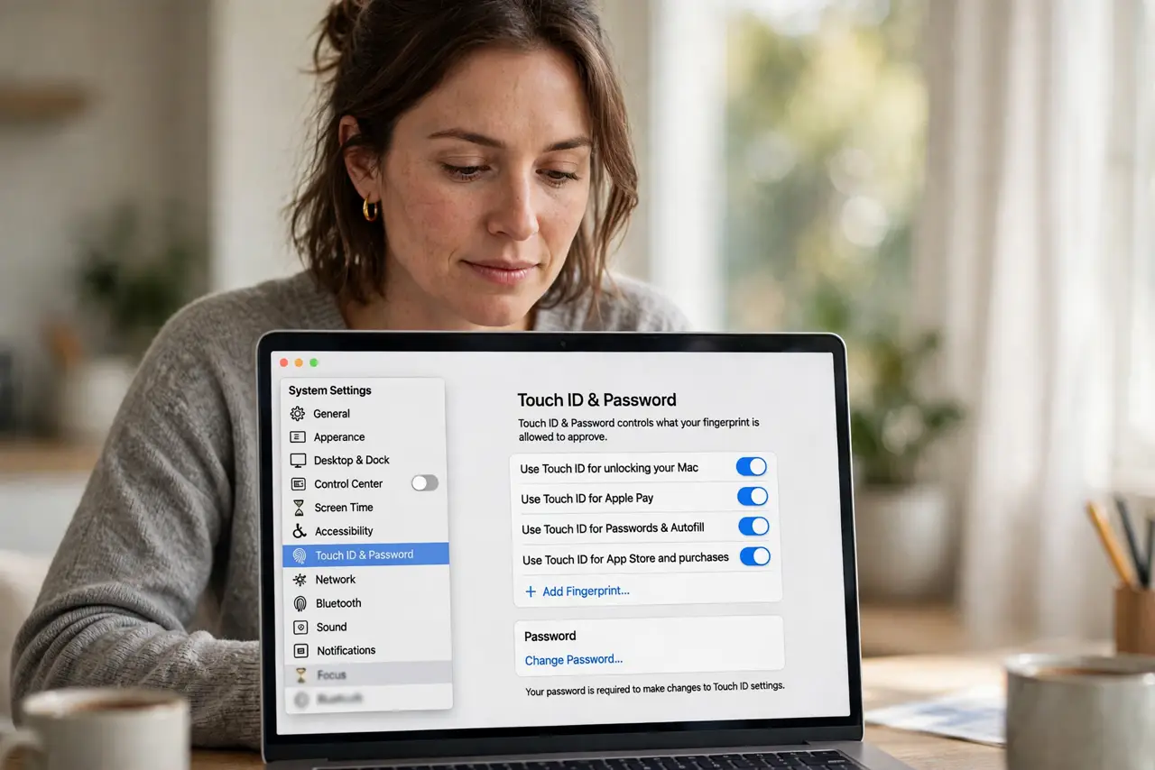 A person performing the first step of the guide: Open the Touch ID settings.