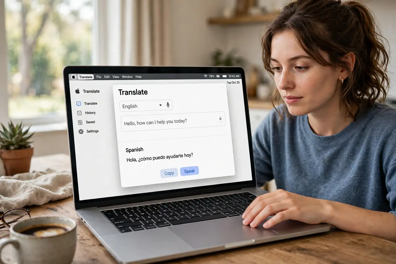 A person calmly performing the guide's first step: Open the Translate app.