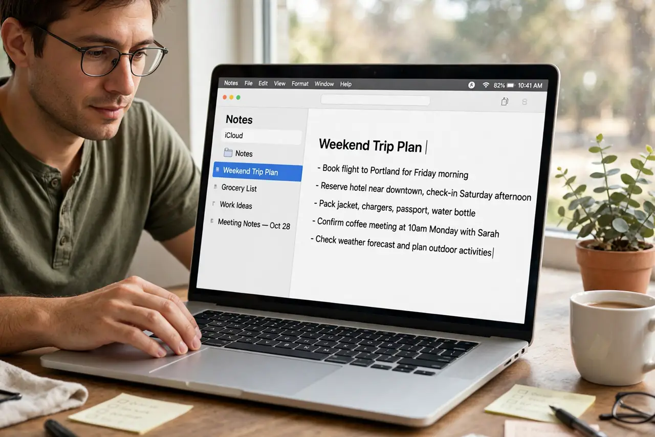 A person calmly performing the guide's first step: Open the memo for editing.