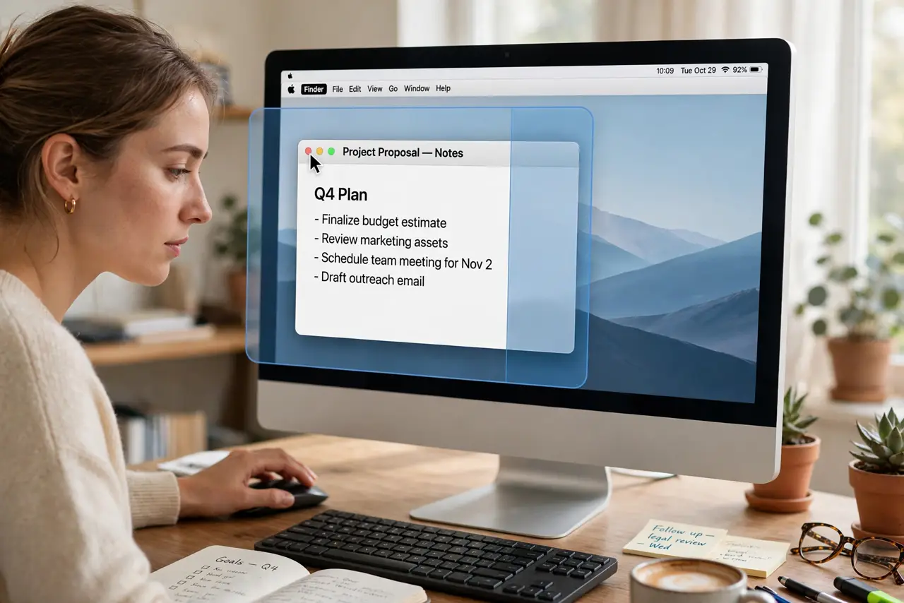 Drag a window to the screen edge.