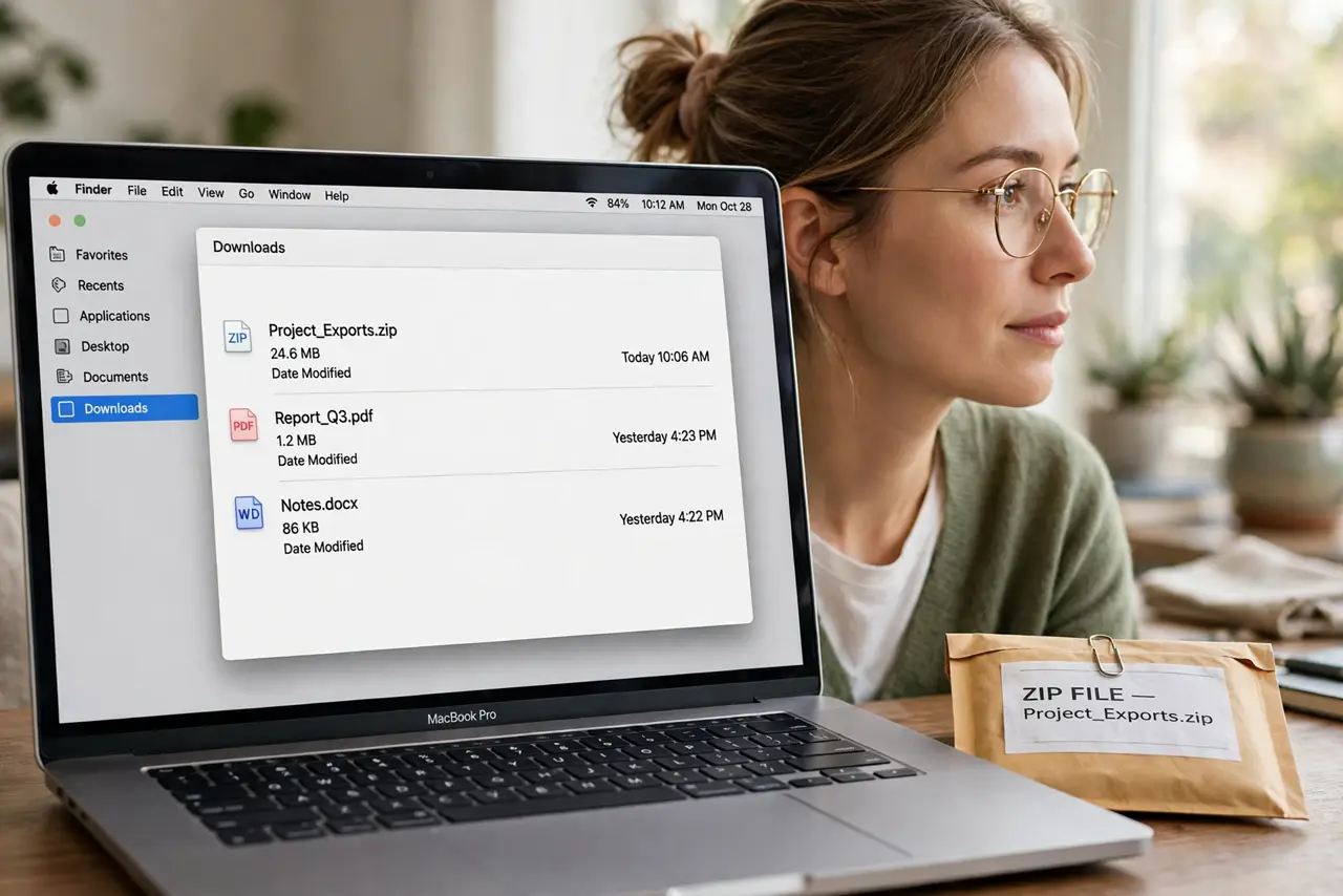 A person performing the first step: Look beside the ZIP file.