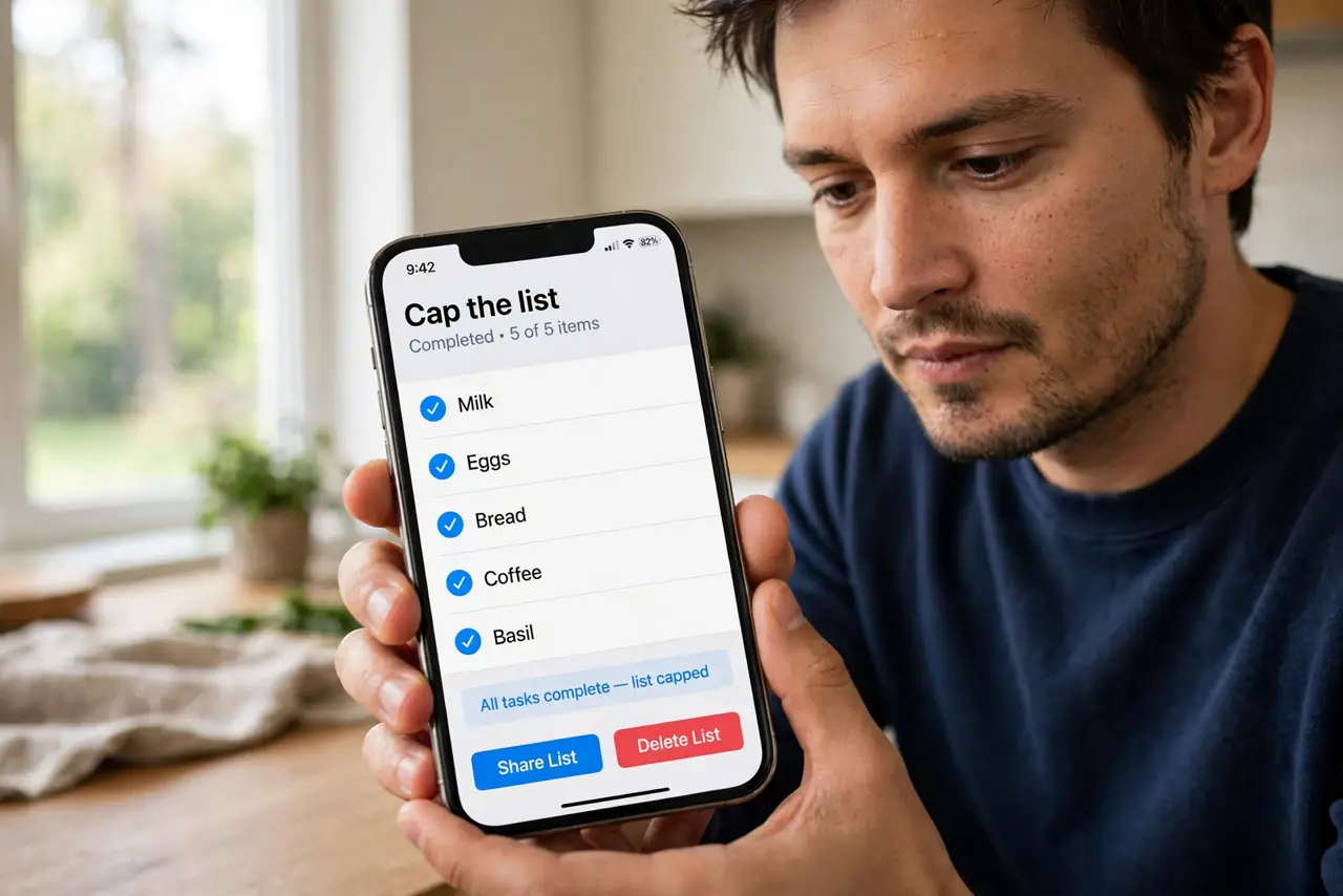 A person calmly performing the guide's first step: Cap the list.
