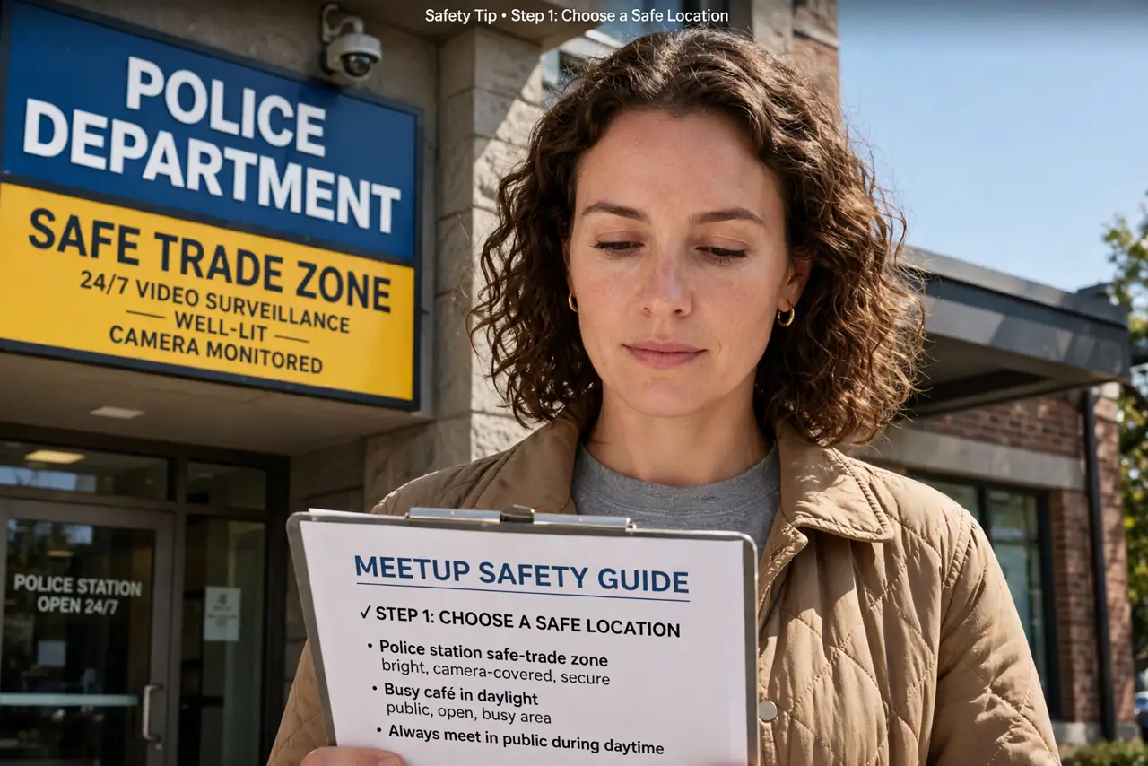 A person performing the first step of the guide: Choose a safe location.
