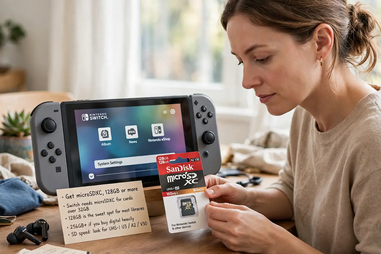 Get microSDXC, 128GB or more.