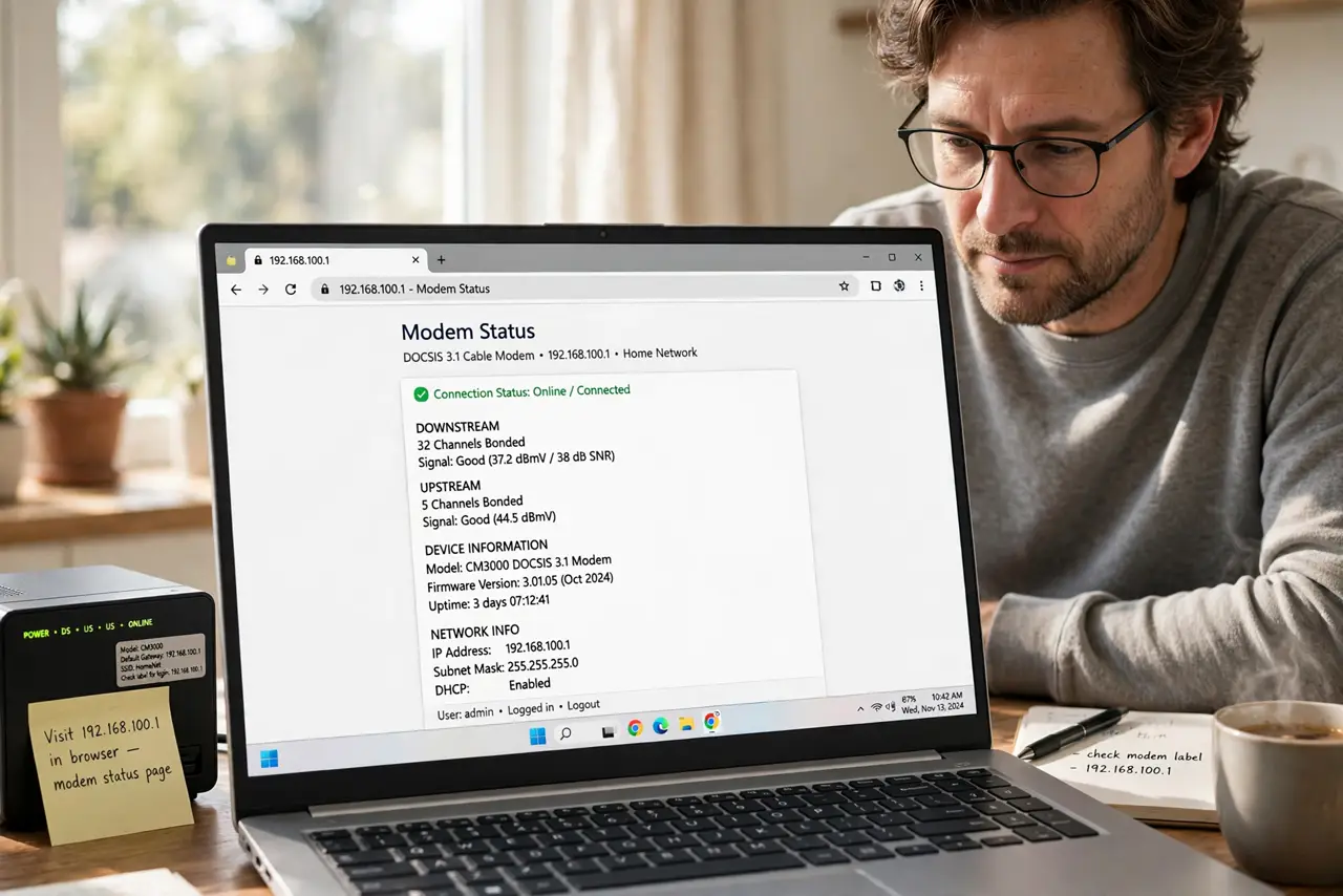 Open your modem's status page.