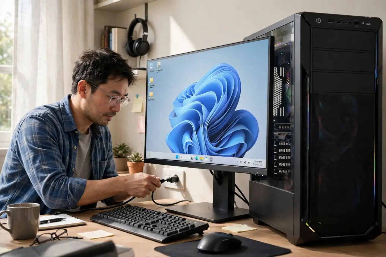 Monitor Power Light Blinks? What It Means — step 1 being performed on the device.