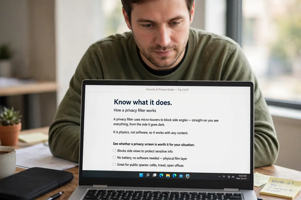 A person performing the first step of the guide: Know what it does.