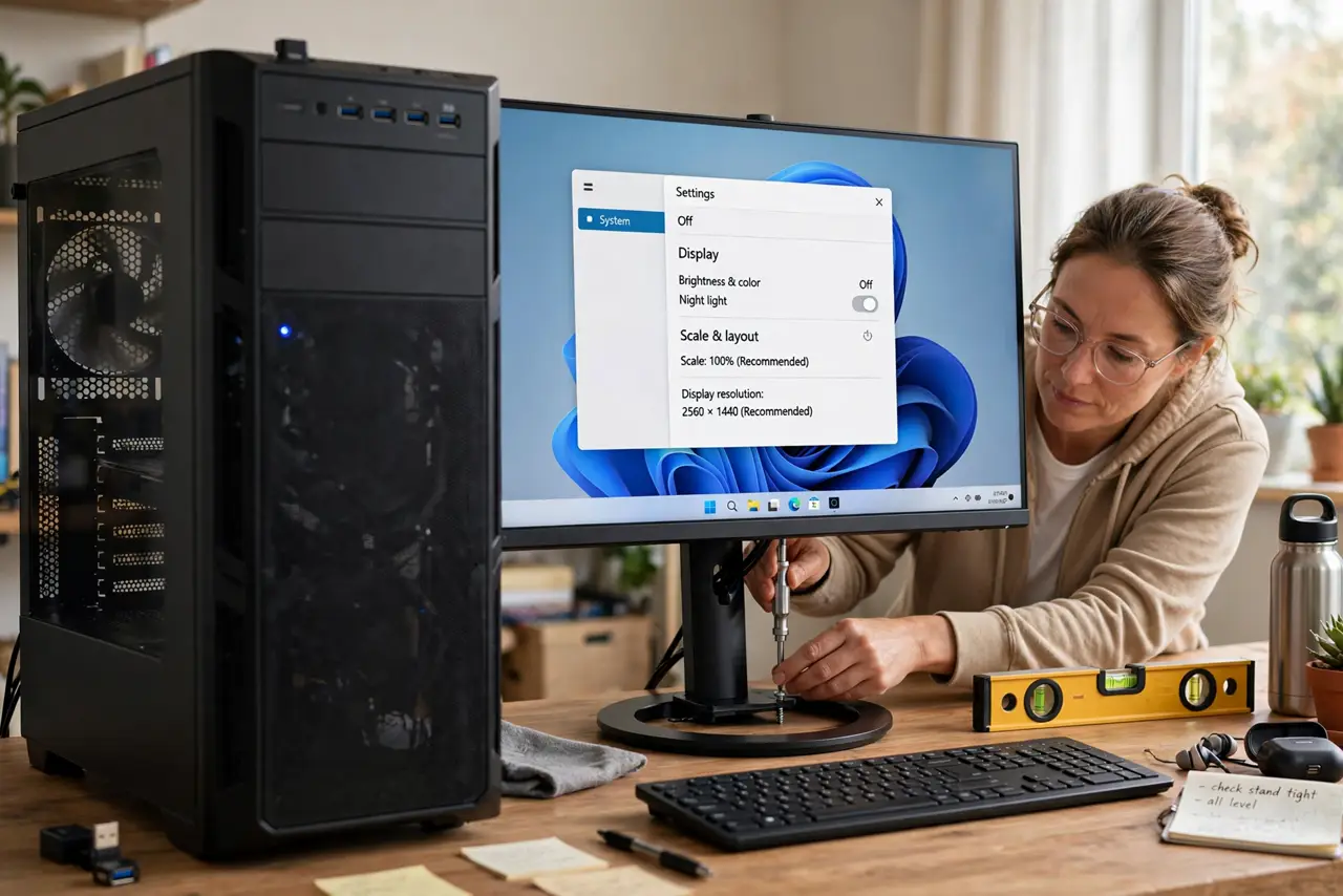 Monitor Stand Wobbles? Stabilize It Safely — photo showing the situation described in the guide.