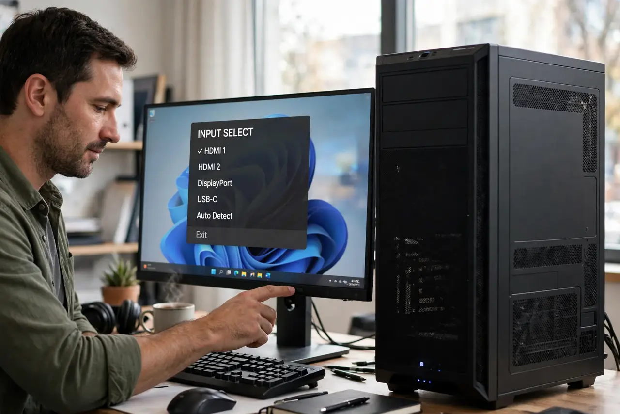 Monitor Stuck on One Input? Switch It Back — photo showing the situation described in the guide.