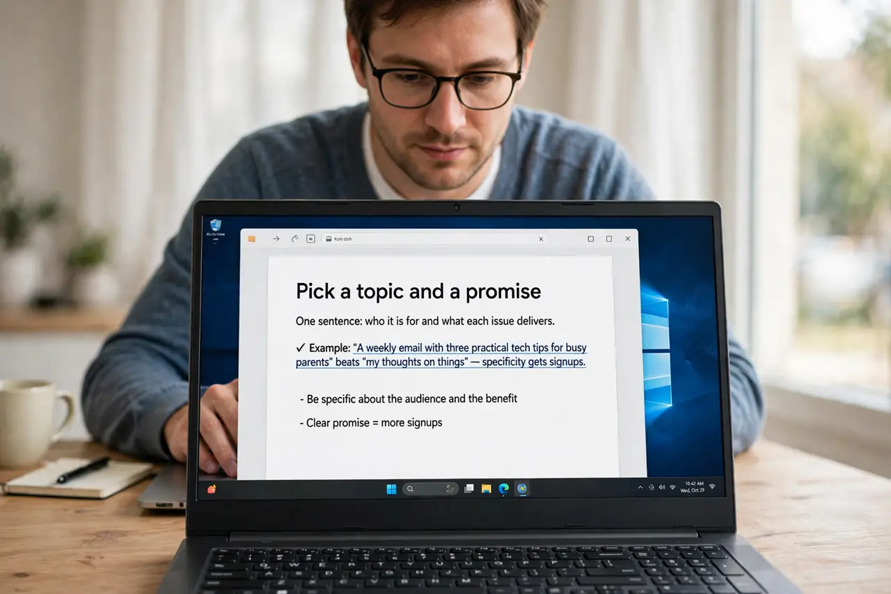 Pick a topic and a promise.