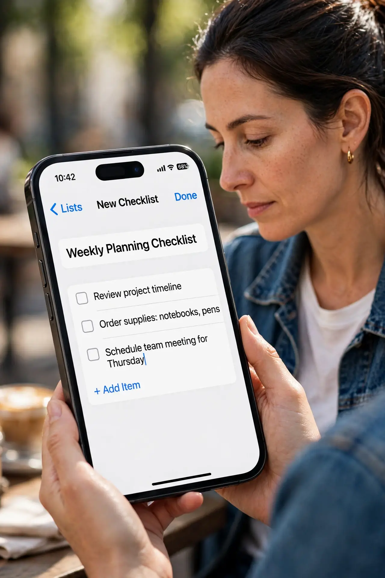 Step 1 in action for Checklists With Sub-Tasks: Start a checklist, not a bulleted list.