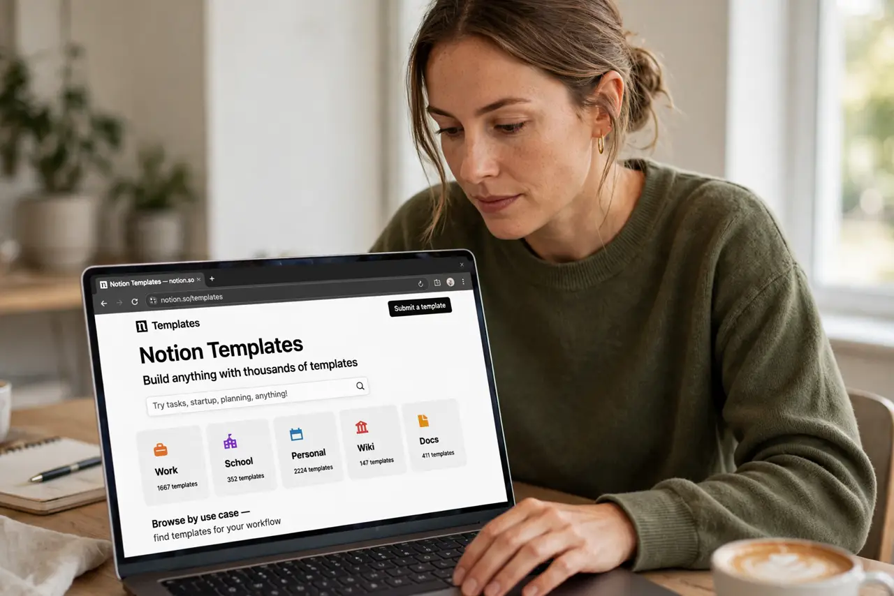 A person performing the first step of the guide: Open the template gallery.