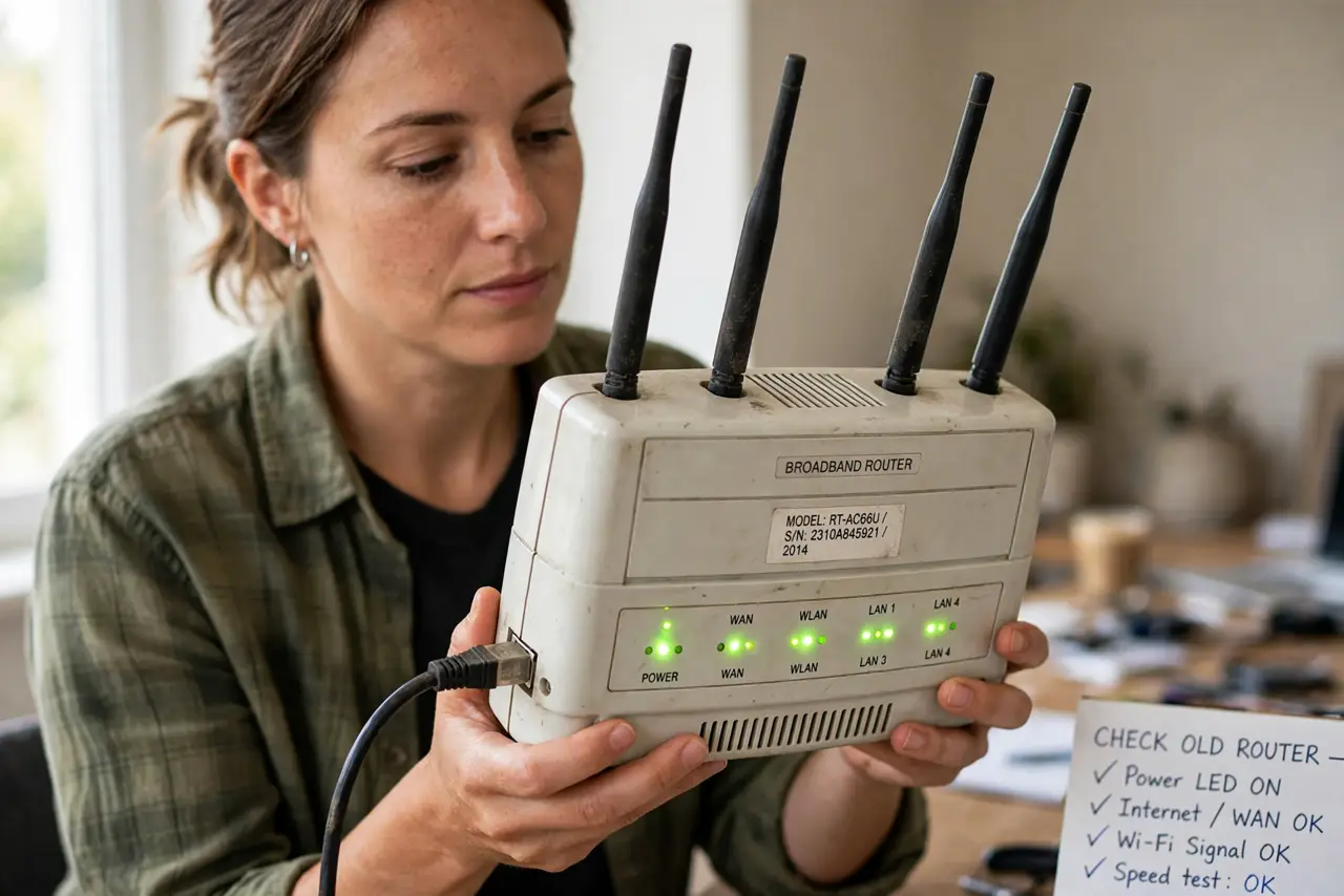 Step 1 in action for Turn an Old Router Into an Access Point: Check the old router still works.