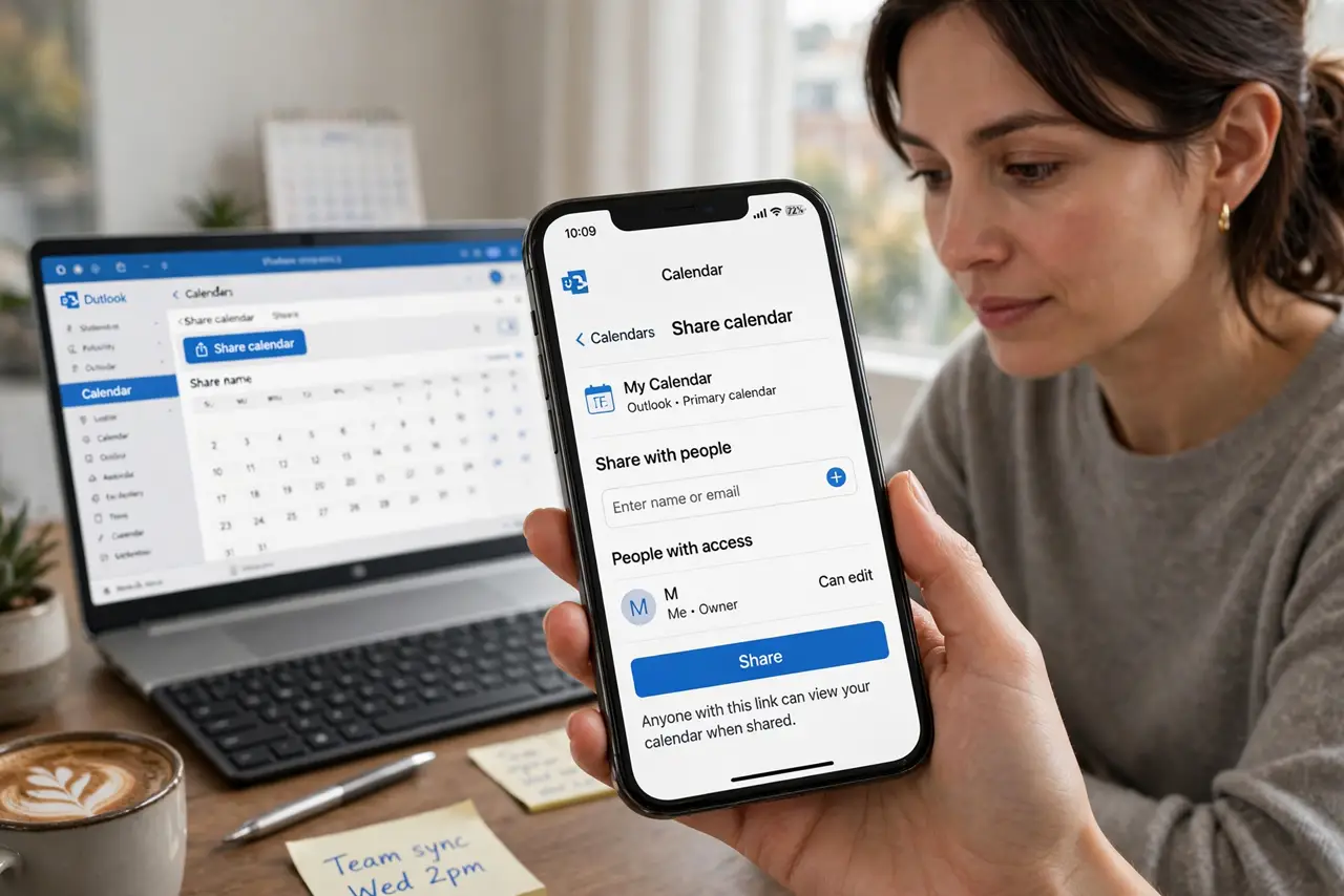 A person performing the first step of the guide: Open the calendar sharing.