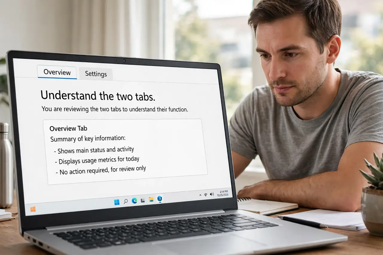 A person calmly performing the guide's first step: Understand the two tabs.