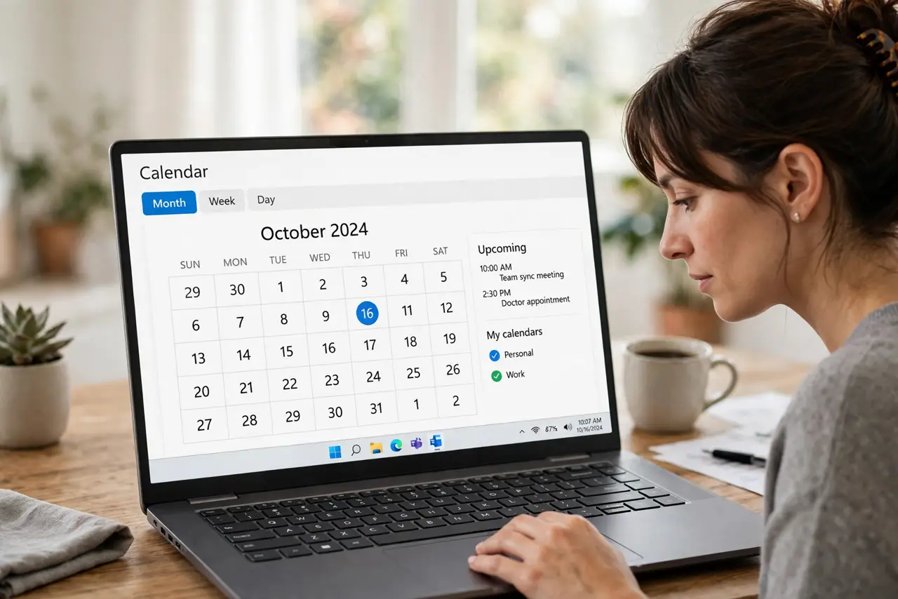 A person doing the guide's first step: Open the calendar view.