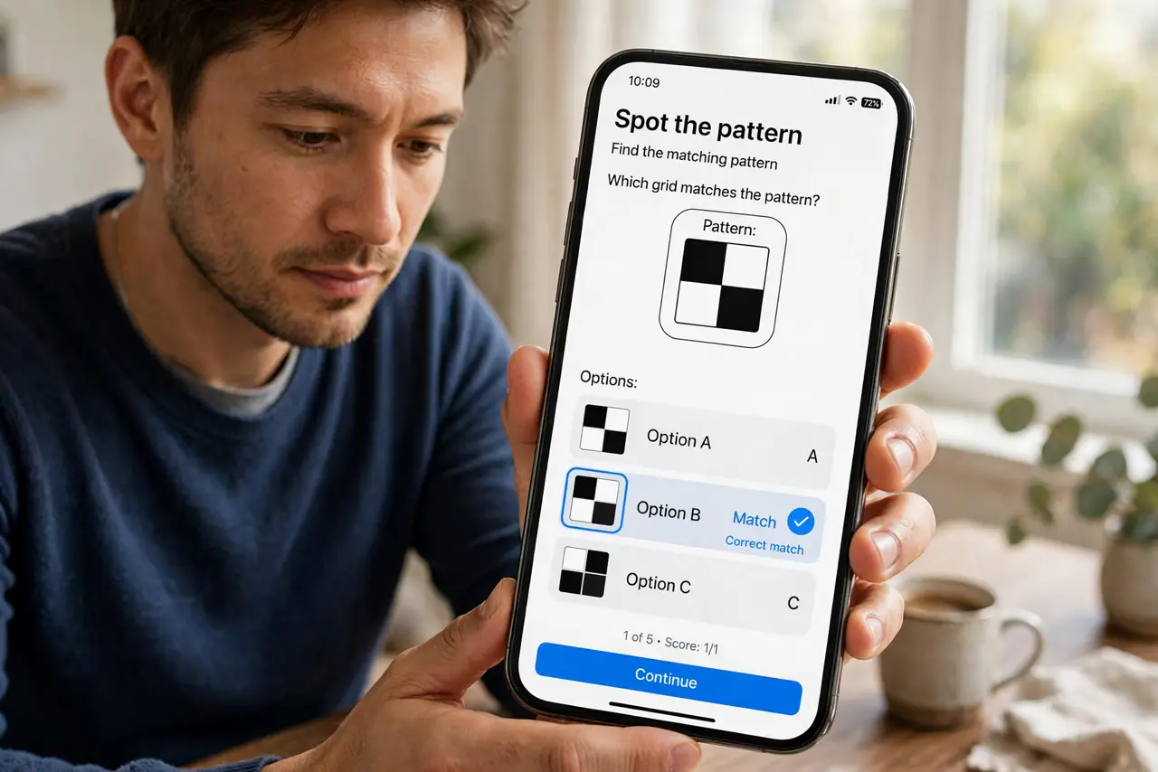 A person calmly performing the guide's first step: Spot the pattern.