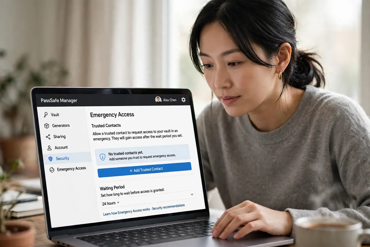 A person performing the first step of the guide: Open your manager's emergency settings.