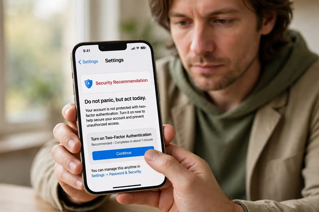 Step 1 in action for 'Password in a Data Leak' Alert: Do not panic, but act today.