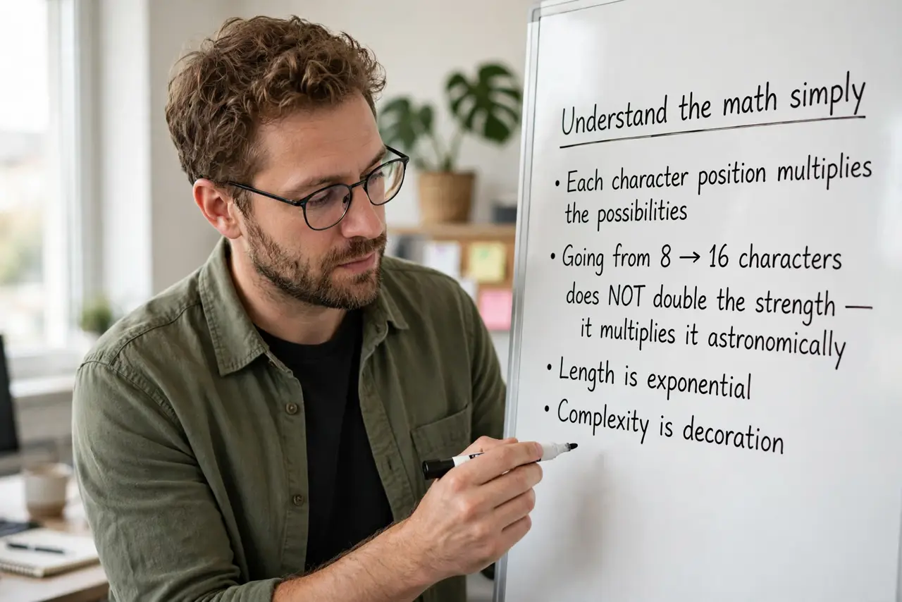 A person performing the first step of the guide: Understand the math simply.
