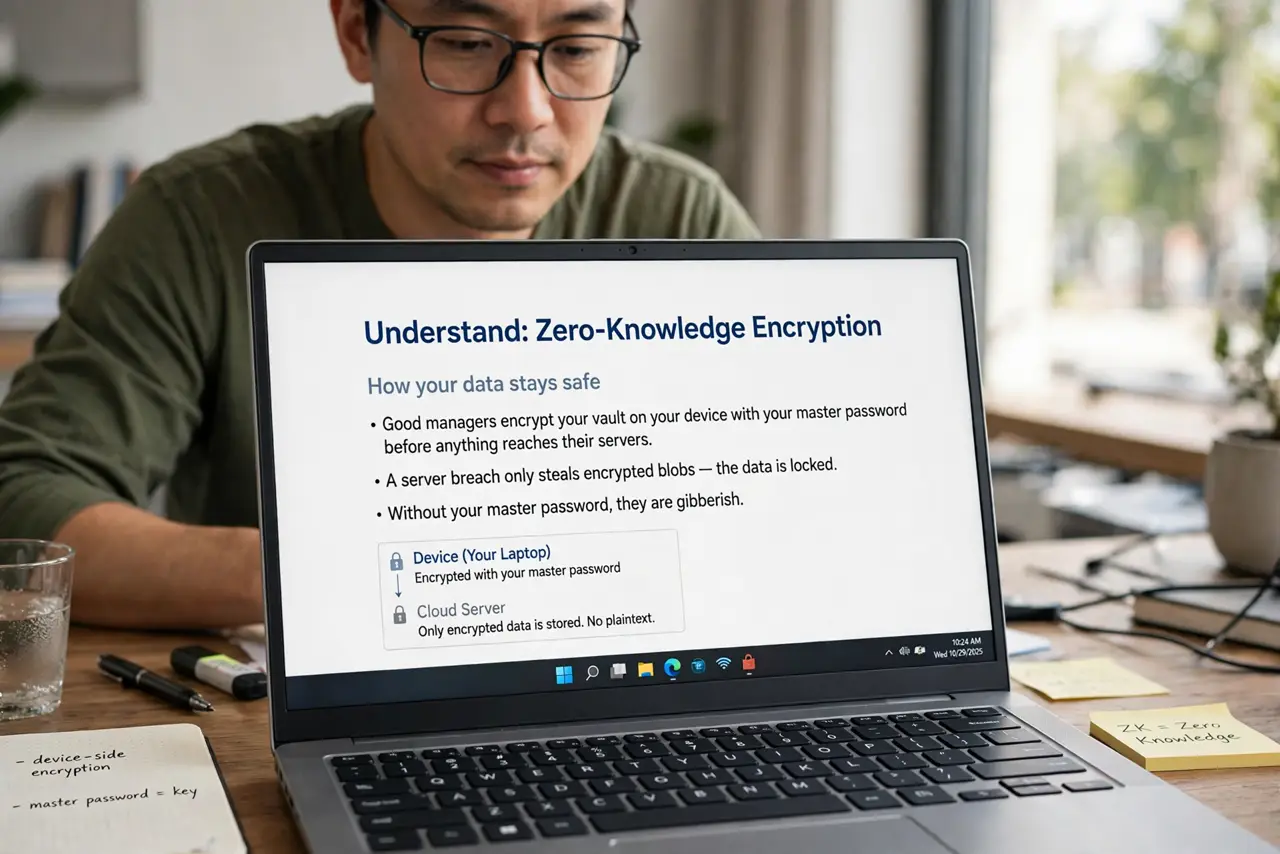 Understand zero-knowledge encryption.