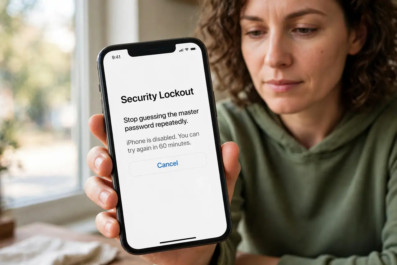 Person performing step 1 of Password Manager Vault Locked Out? Fix It