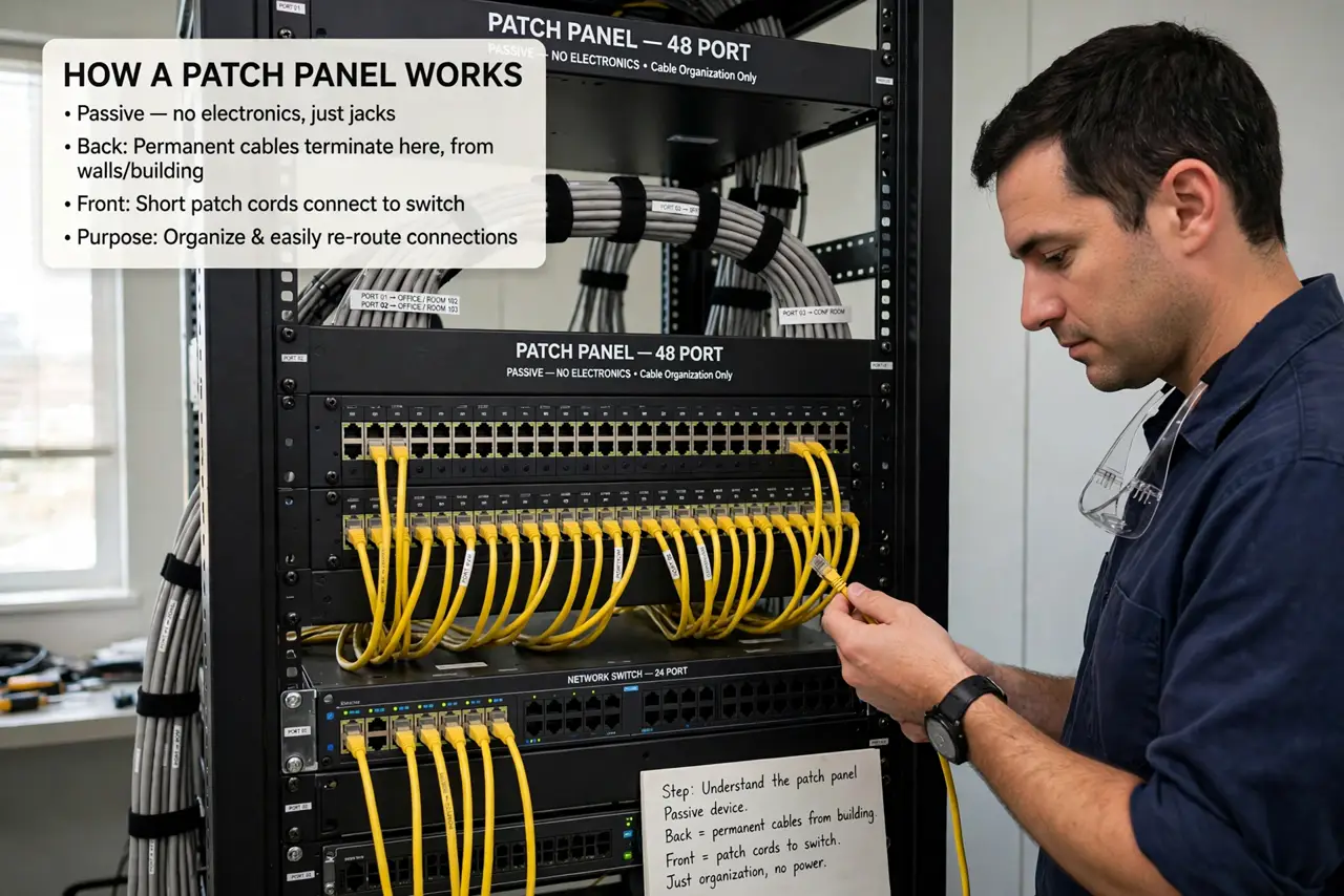 Understand what a patch panel does.