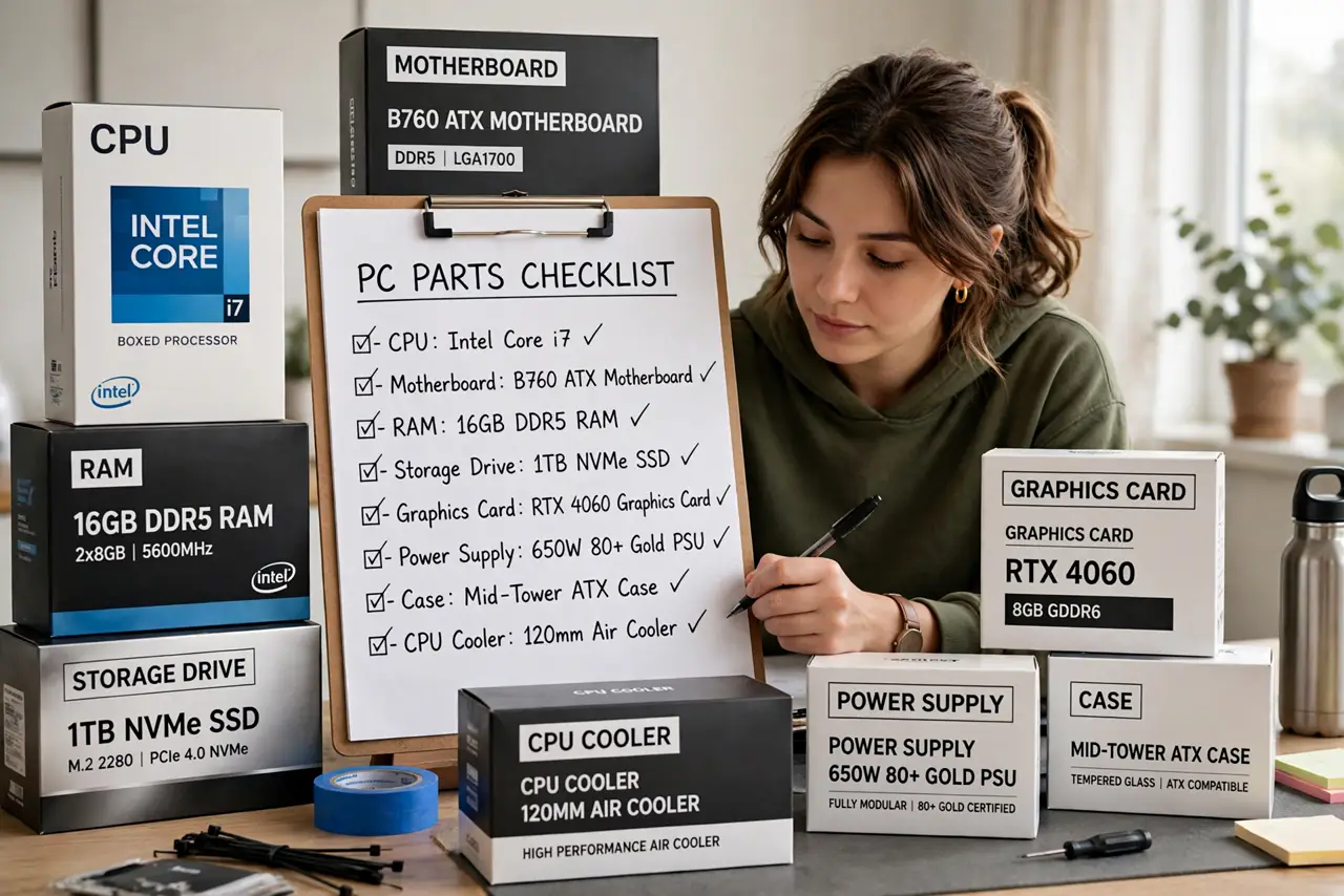 A person performing the first step of the guide: List every core component.