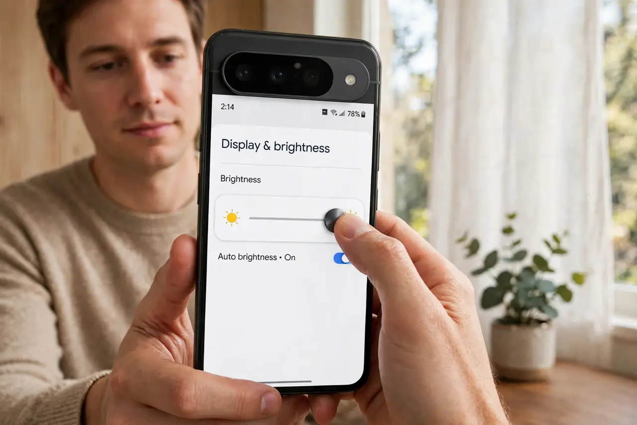 Auto-Brightness Flickers Indoors on a Phone — photo showing the situation described in the guide.