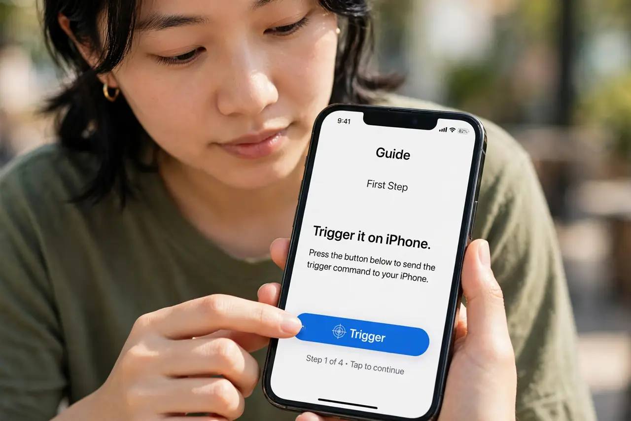 A person doing the guide's first step: Trigger it on iPhone.