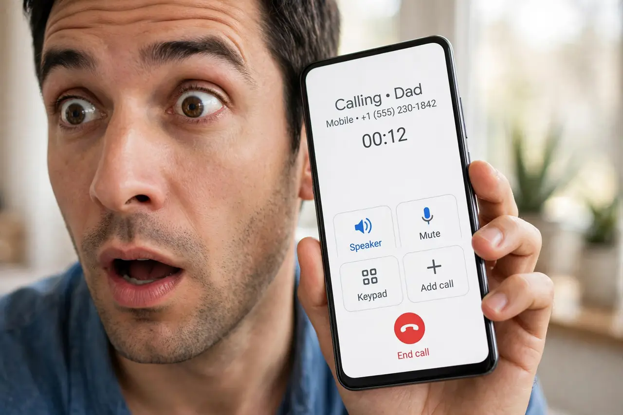 Call Audio Routes to Speaker by Itself — photo showing the situation described in the guide.