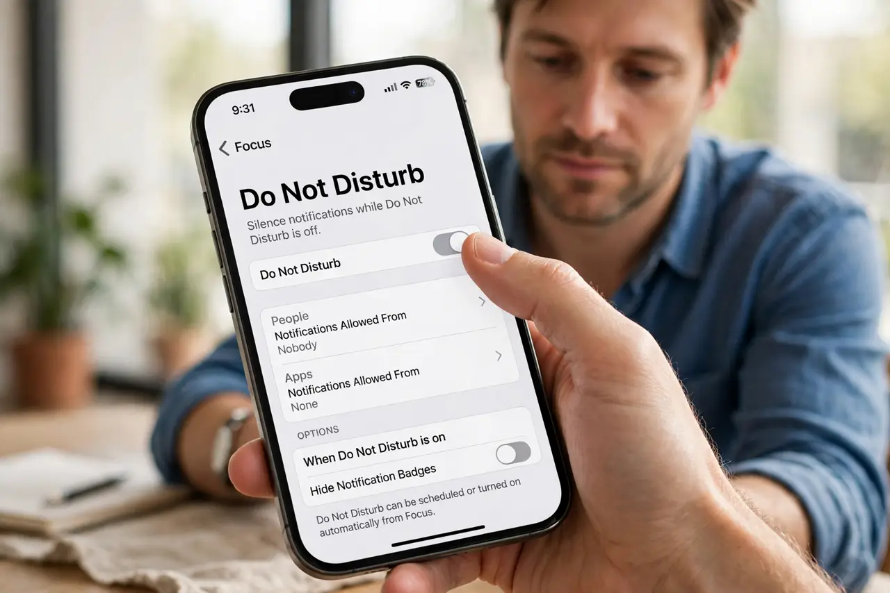 Step 1 in action for Calls Go Straight to Voicemail: Turn off Do Not Disturb.