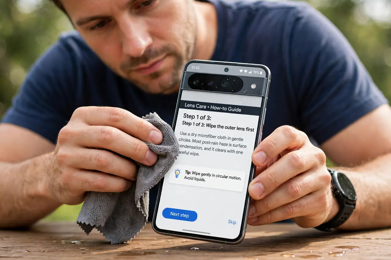 Your Phone Camera Lens Fogs After Rain — step 1 being performed on the device.