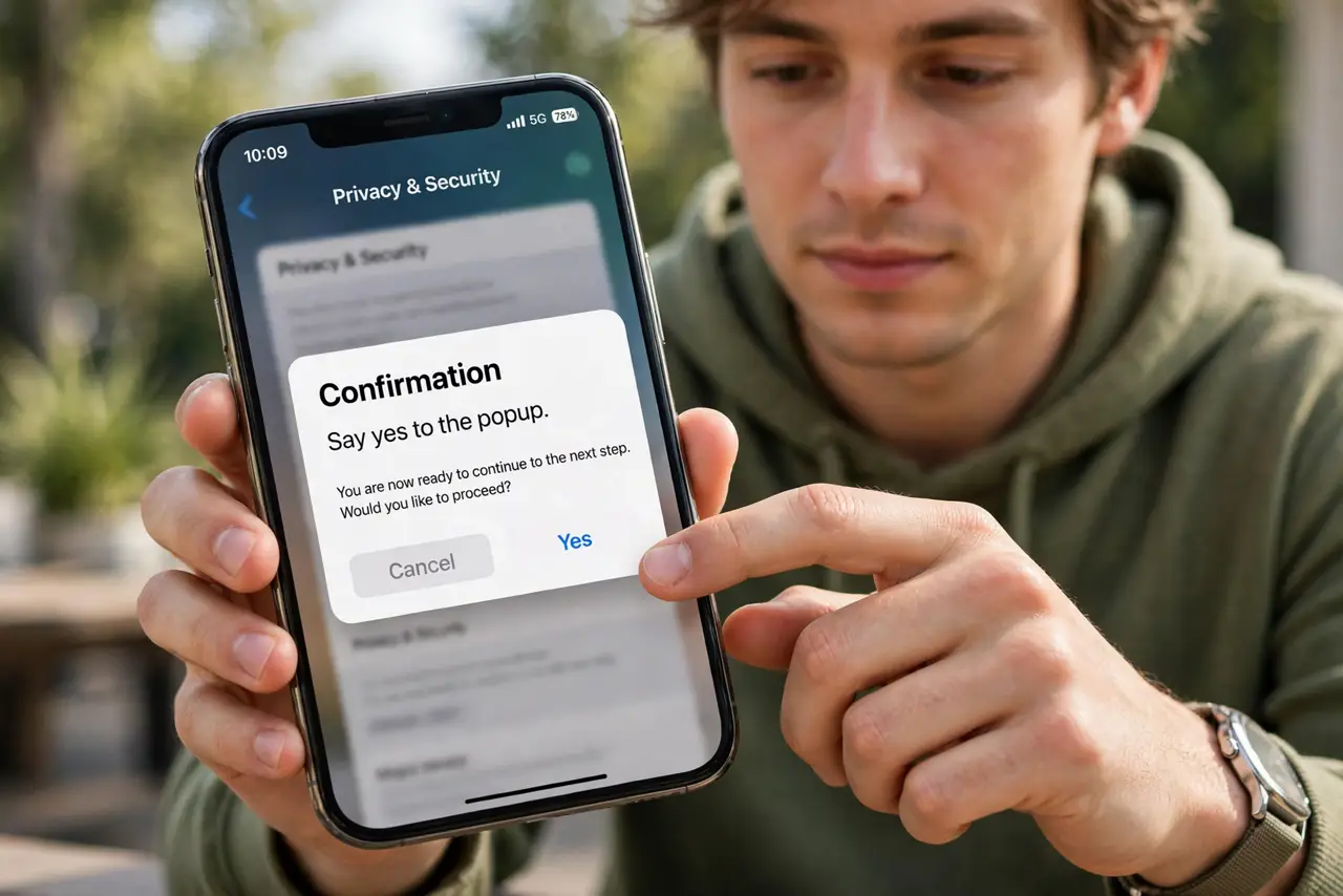 A person doing the guide's first step: Say yes to the popup.