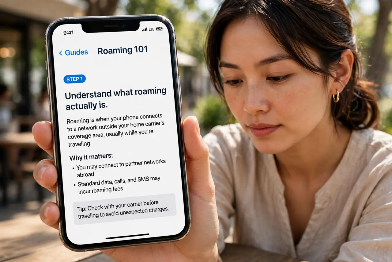 A person doing the guide's first step: Understand what roaming actually is.
