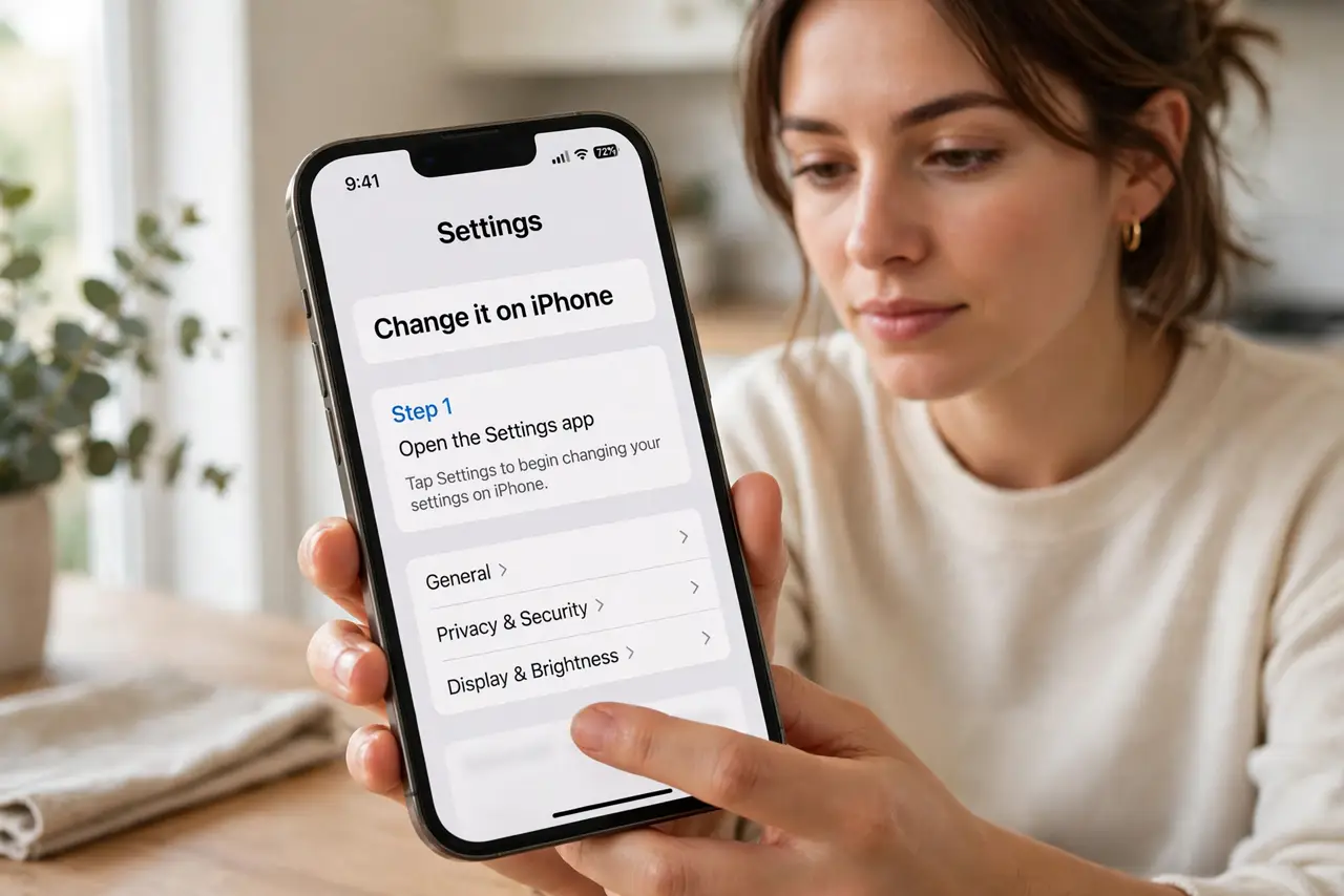 A person doing the guide's first step: Change it on iPhone.