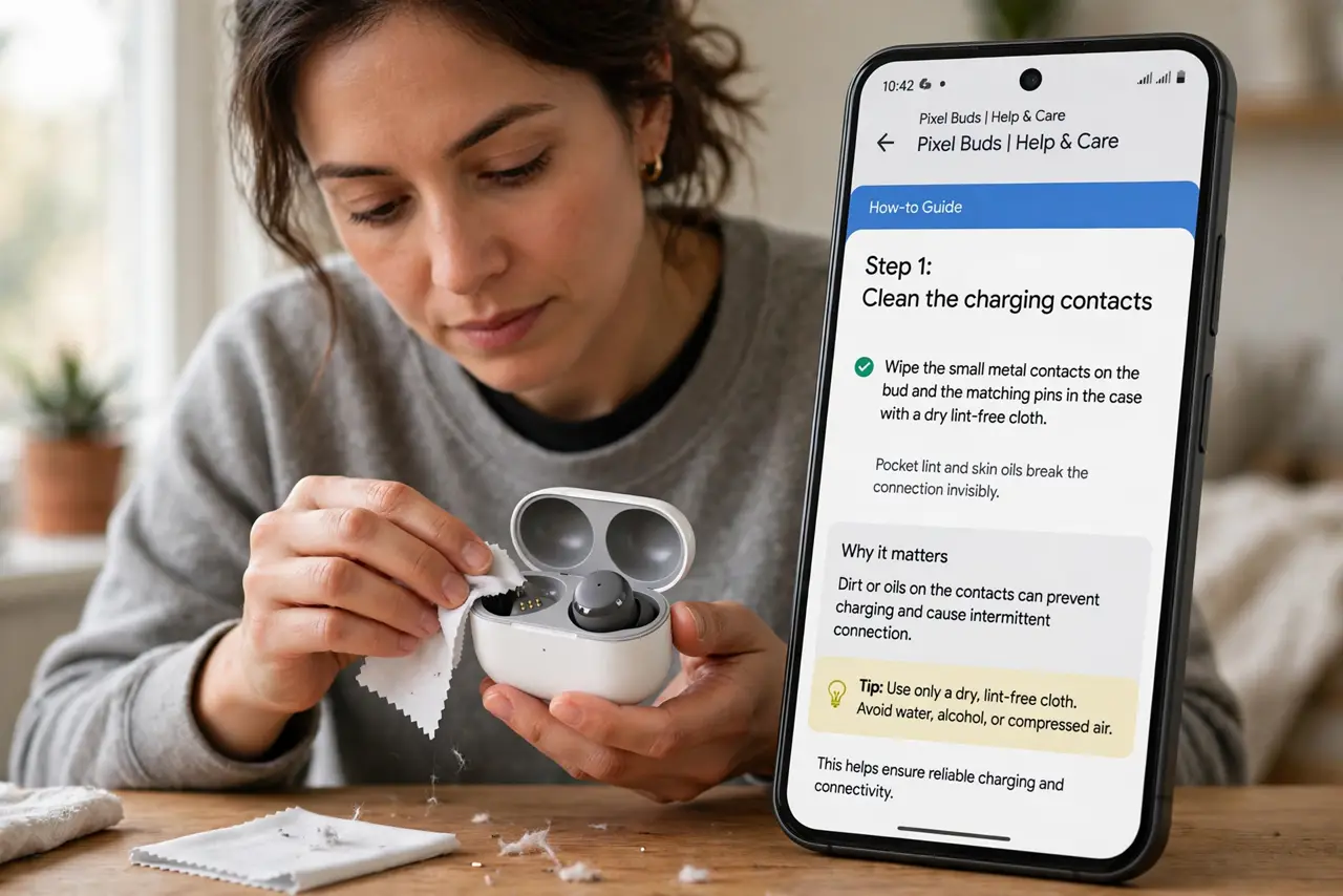 An Earbuds Case Charges Only One Side — step 1 being performed on the device.