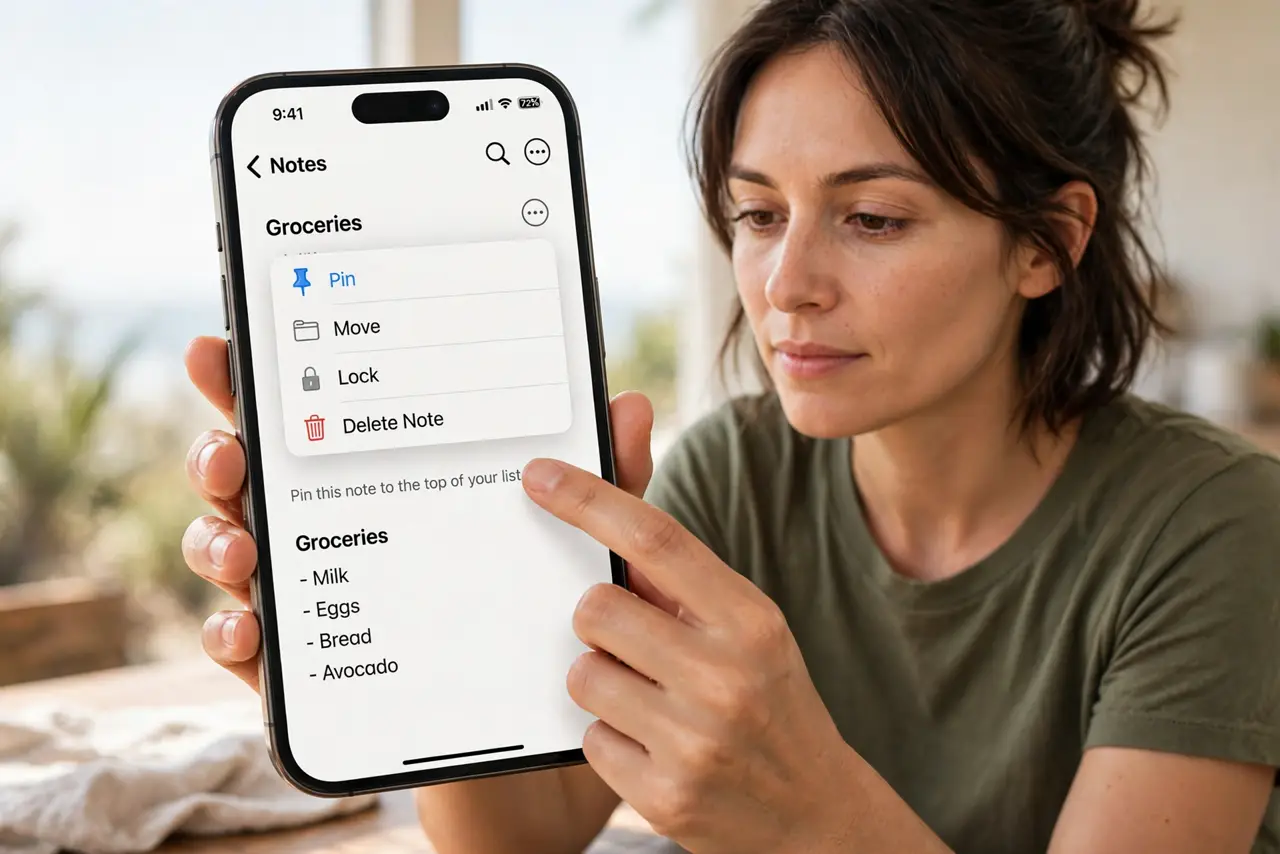 A person doing the guide's first step: Pin on iPhone.