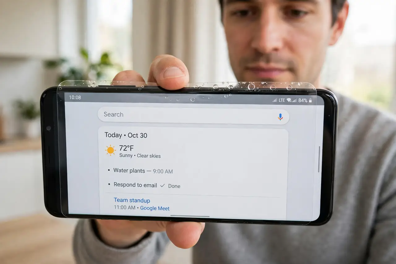 A Screen Protector Bubbles at the Edges — photo showing the situation described in the guide.