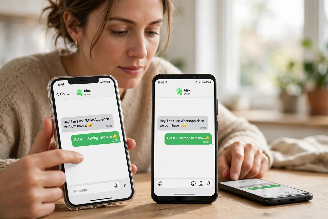 A person doing the guide's first step: Use a messaging app you both have.