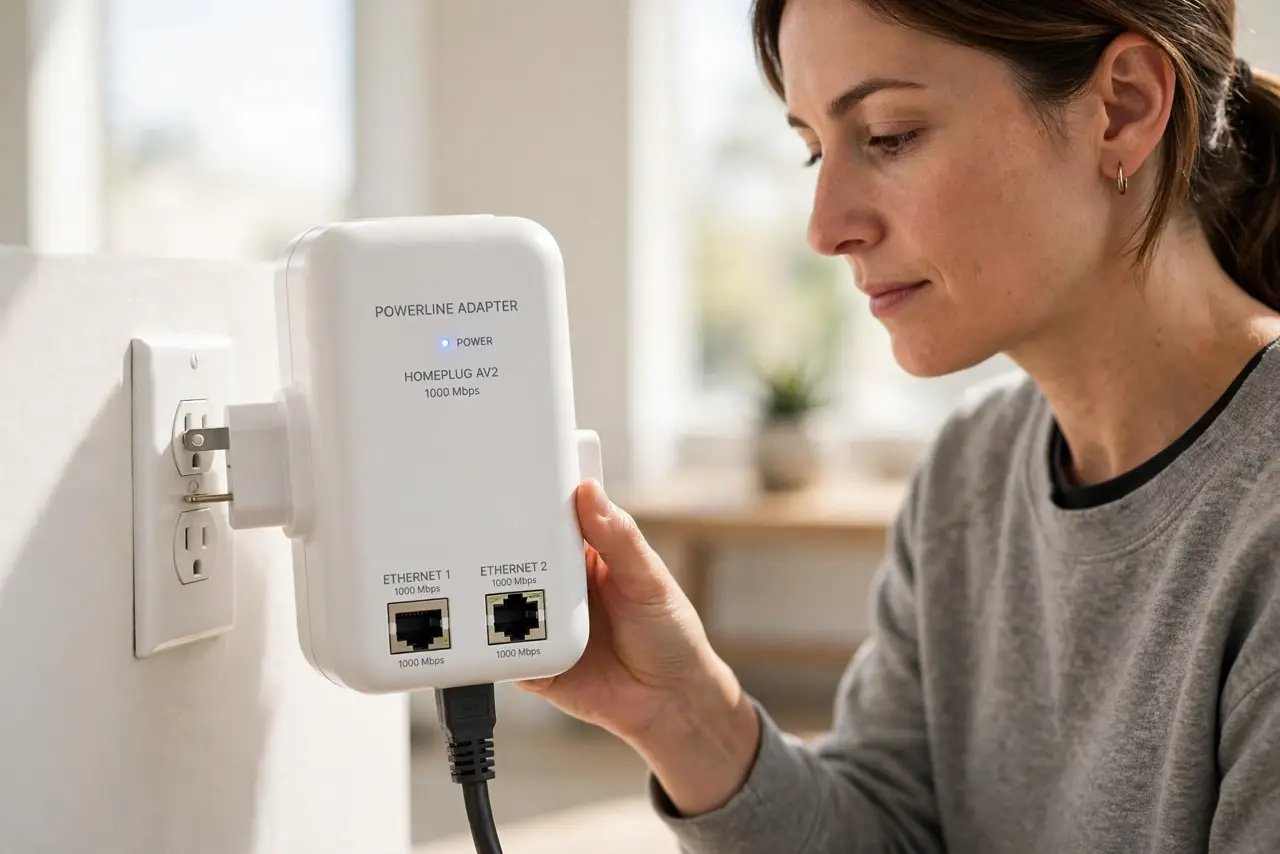 Step 1 in action for Powerline Adapter Slow: Plug directly into wall outlets.