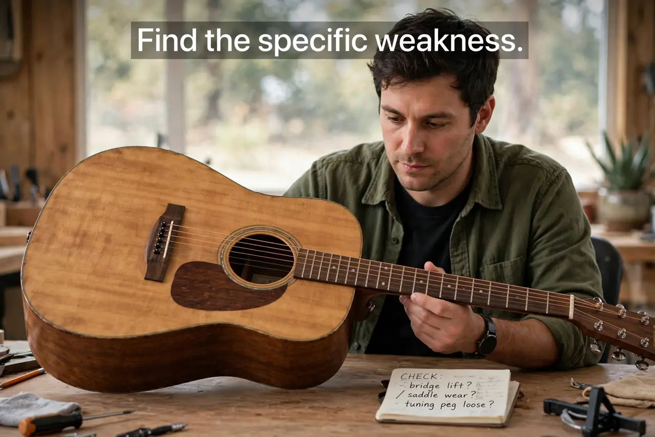 A person calmly performing the guide's first step: Find the specific weakness.