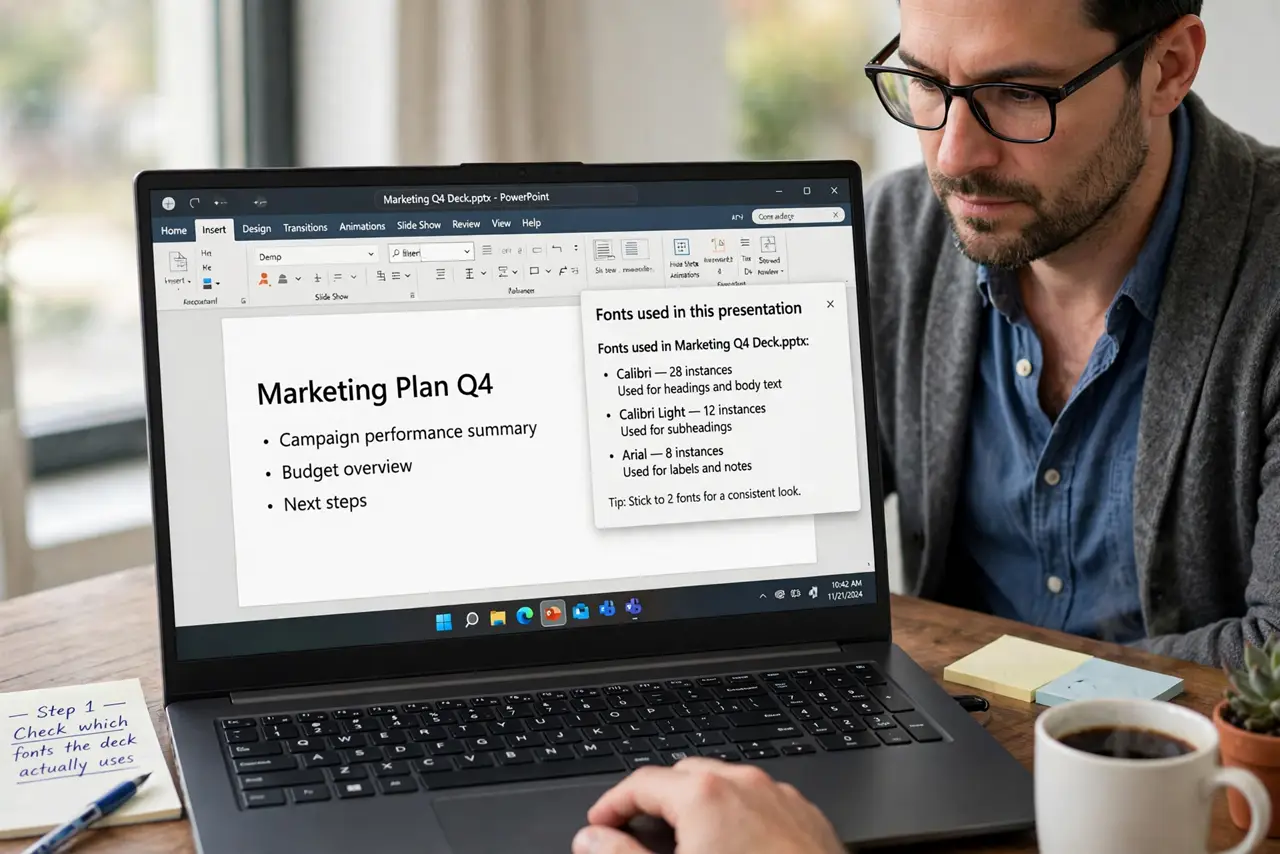 Person performing step 1 of Presentation Fonts Change on Export? Fix It