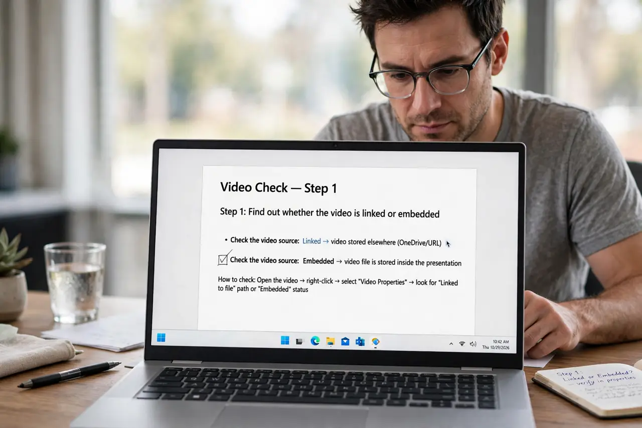 Person performing step 1 of Presentation Video Will Not Play? Fix It