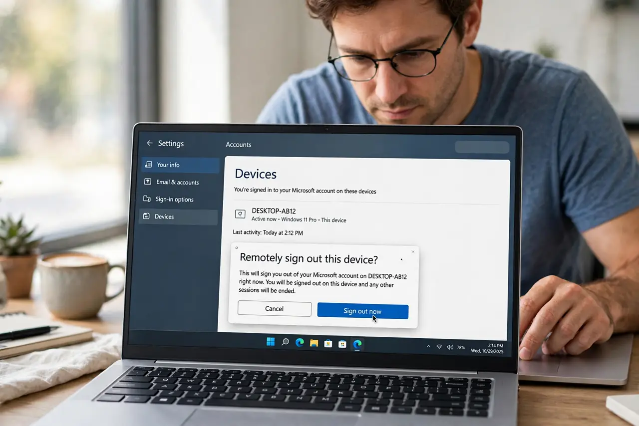 Step 1 in action for Signed In on a Public Computer: Remotely sign out right now.